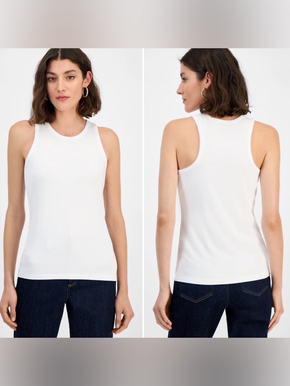 ON 34th White Basic Ribbed Sleeveless Relaxed Fit Tank Top Women’s Size XXL NWT